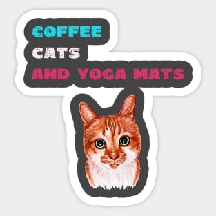 Coffee cats and yoga mats funny yoga and cat drawing Sticker